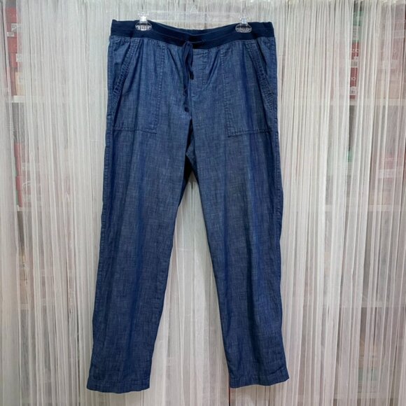 Talbots Pull On Chambray Pants Size Womens 12 Drawstring Comfy Beachy - Picture 1 of 12